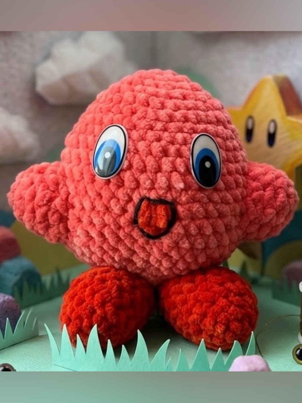 Handmade Lg Plush Kirby-Inspired Pink Plush Toy